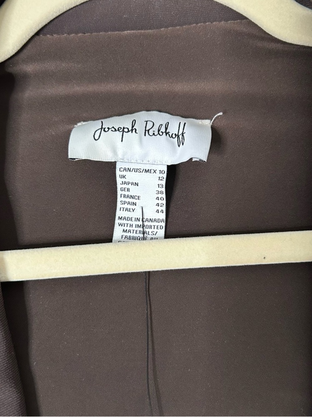 NWT Joseph Ribkoff Women's Brown Blazer with Black Faux Leather Pockets Size 10 - Picture 3 of 13